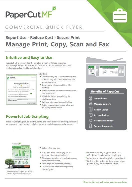 Image presents a picture of Xerox Papercut MF PDF to promote your ability to get Xerox Papercut MF PDF for commercial quick flyer manage print, copy, scan, and fax with Oregon Office Solutions.