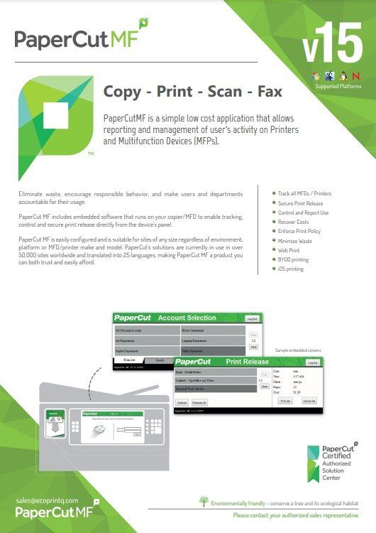 Image presents a picture of Xerox Papercut MF PDF to promote your ability to get Xerox Papercut MF PDF for EcoPrintQ manage print, copy, scan, and fax with Oregon Office Solutions.