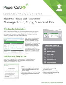 Education Flyer Cover, Papercut MF, Oregon Office Solutions, Oregon, Newport, Bend, Salem, Xerox, HP, MFP, Printer, Copier